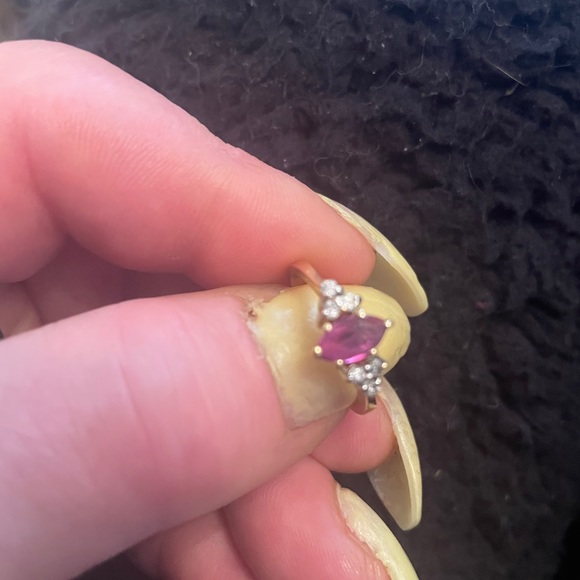 Marquis Ruby Flanked by diamonds ring - Picture 14 of 15